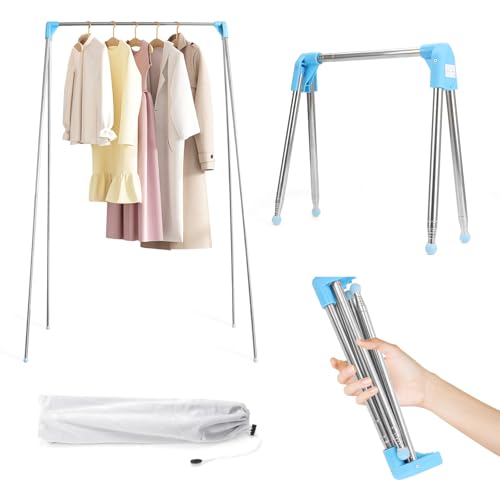 耐荷重60KGのステンレス製洗濯物干しスタンド、防錆仕様でコンパクトな